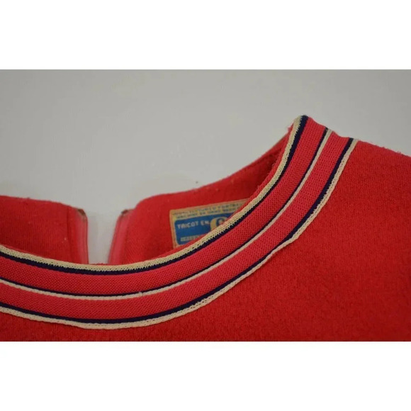 Vintage Red Polyester Shift Dress Fortrel Knit Dress with Button  Detail Tricot - Picture 9 of 10